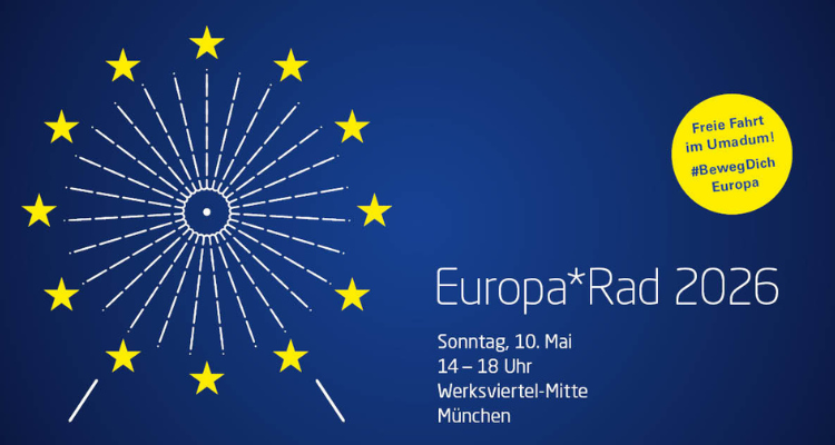 Europasterne als Gondeln auf blauem Hintergrund