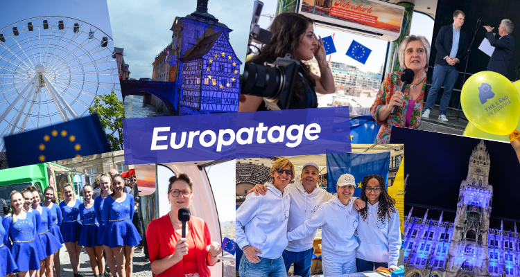 Collage mit Eindrücken der Veranstaltungen zum Europatag und Europamai 2024